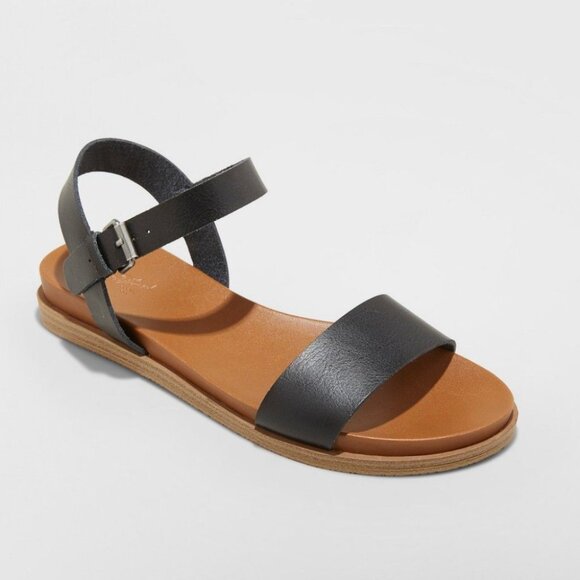 Universal Thread Women's Nyla Wide Width Ankle Strap Sandals - Black 096-05-4566 - Picture 1 of 3